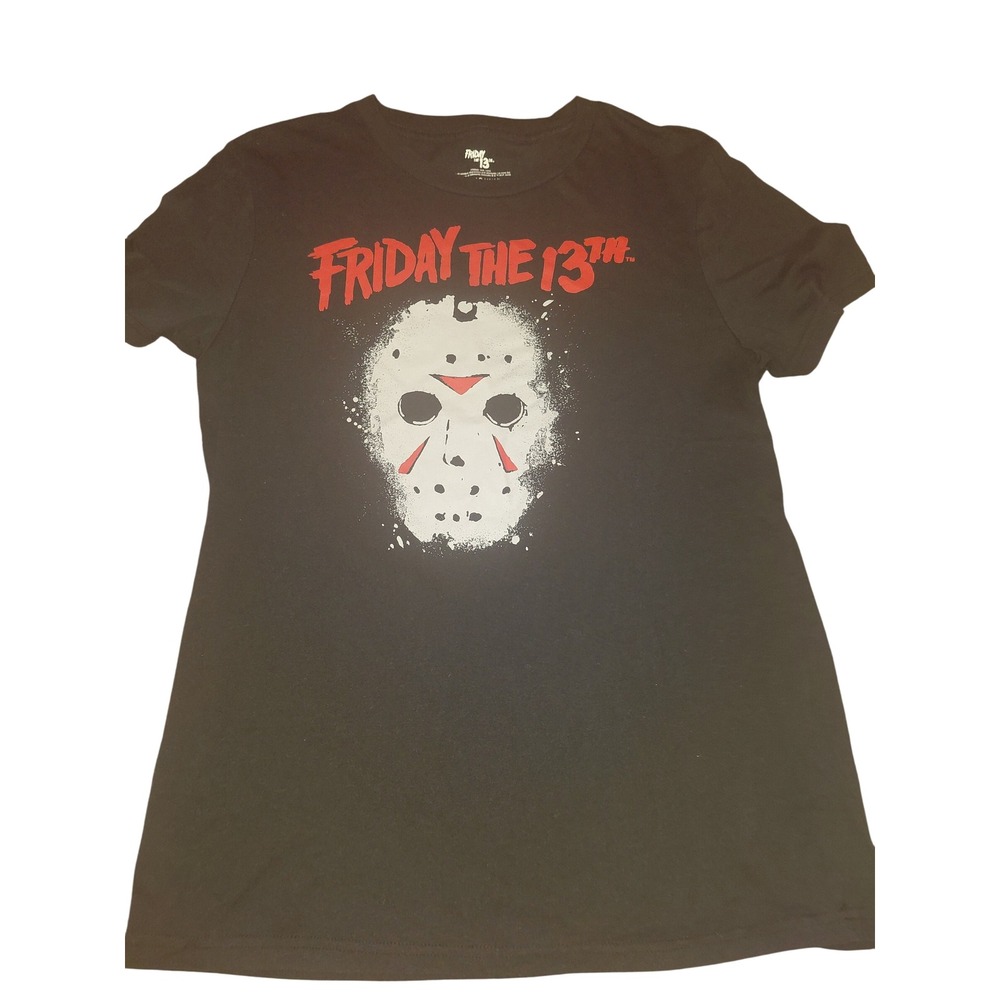 Friday the 13th Jason Voorhees Hockey Mask Graphic T-Shirt Black Large Movie Tee